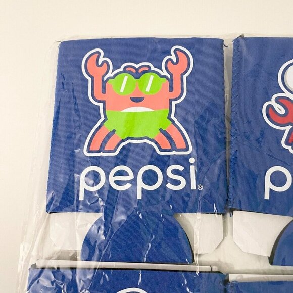 Pepsi Koozie Insulator Soda Beer Can Holder Lot Of 4 Crab Sun Star - Picture 2 of 12